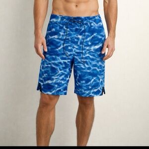 Lululemon Blue Water Print Swim Board Shorts Size 38 Men’s